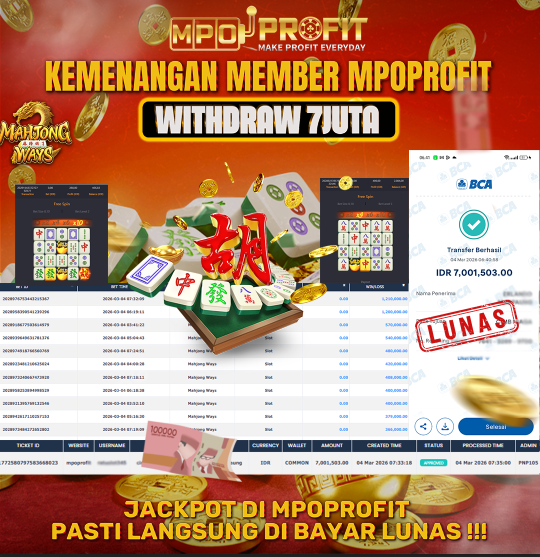 MPOPROFIT JACKPOT PG SOFT! KEMENANGAN MURNI DI (MAHJONG WAYS TOTAL RP. 7.001.503,- LUNAS)